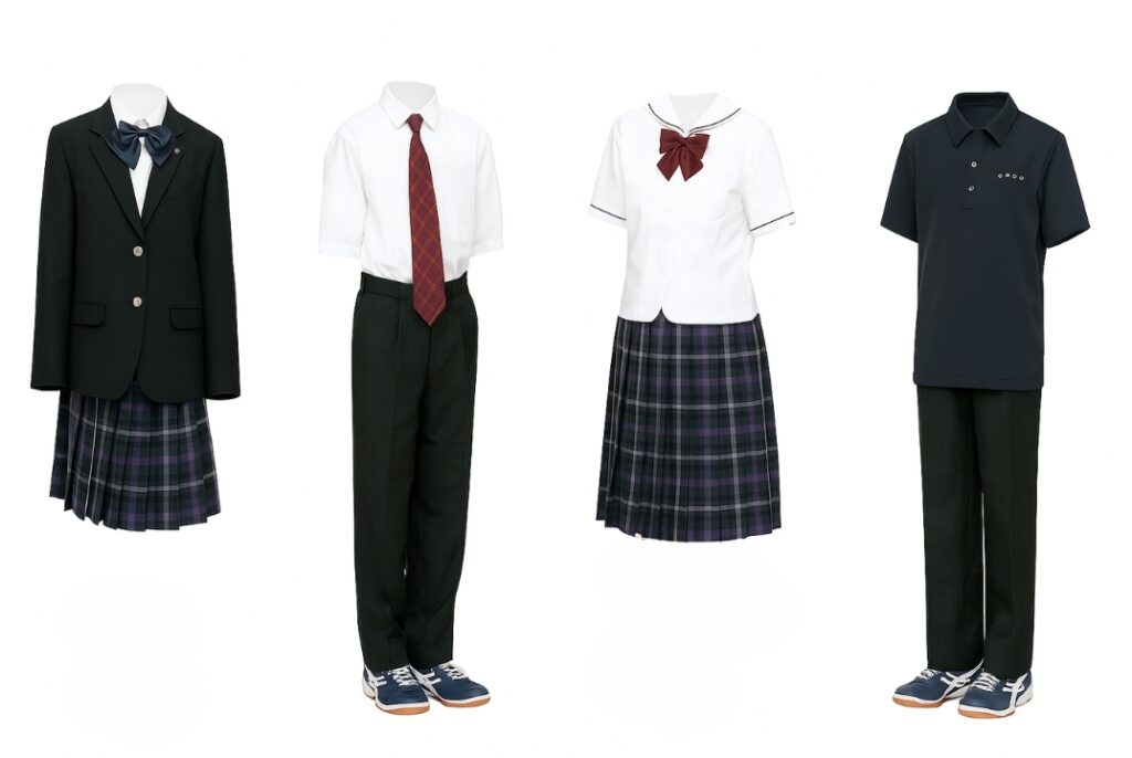 大宮国際中等教育学校の制服イメージ画像。夏服男女、冬服男女