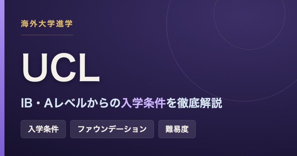UCL（ユニバーシティ・カレッジ・ロンドン）の入学条件・ファウンデーション・難易度を解説するアイキャッチ