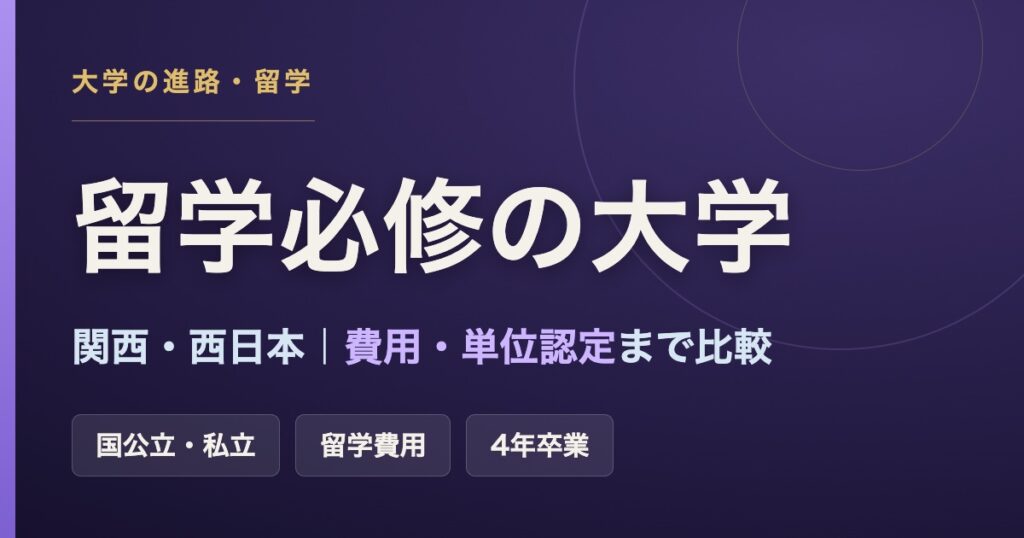 留学が必修の関西・西日本の大学一覧。国公立・私立の必修留学と学費・単位認定を比較