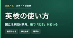 英検を大学入試で使う方法の解説。国立は原則対象外で、級によって優遇の効き方が変わることを示すアイキャッチ画像。