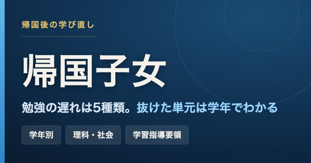 帰国子女の勉強の遅れは5種類。抜けた単元は学年でわかる