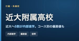 近畿大学附属高校のアイキャッチ。近畿大学への内部進学の割合とコース別偏差値を解説