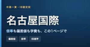 名古屋国際中学校・高等学校の偏差値・倍率・学費とIB進学実績をまとめた記事のアイキャッチ