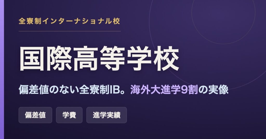 国際高等学校 NUCB International College 全寮制IB校の偏差値・学費・進学実績