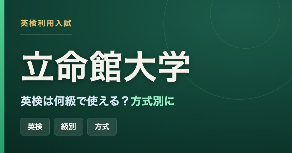 立命館大学の英検利用入試で使える級と、方式別の英語資格活用をまとめた記事のアイキャッチ画像