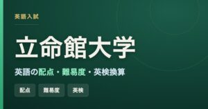 立命館大学の英語の配点・難易度・英検換算をまとめた記事のアイキャッチ画像