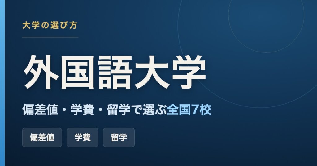 外国語大学ランキング2026・偏差値と学費で選ぶ全国7校の比較