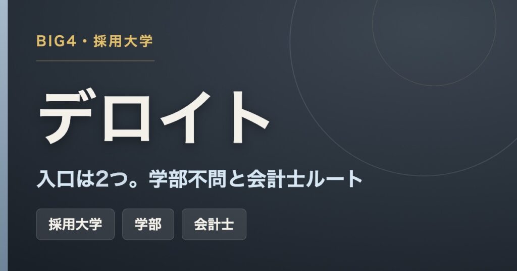 デロイトトーマツの採用大学とBIG4就職ルートの解説記事のアイキャッチ画像