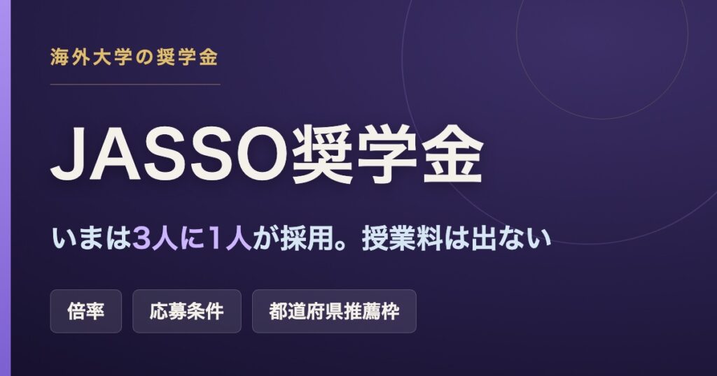 JASSO海外留学支援制度（学部学位取得型）の倍率と応募条件を解説する記事のアイキャッチ画像