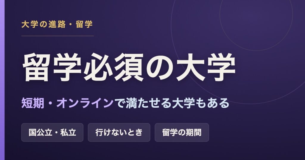留学が卒業に必須の大学一覧。国公立・私立の留学の期間と、行けないときの扱いを比較